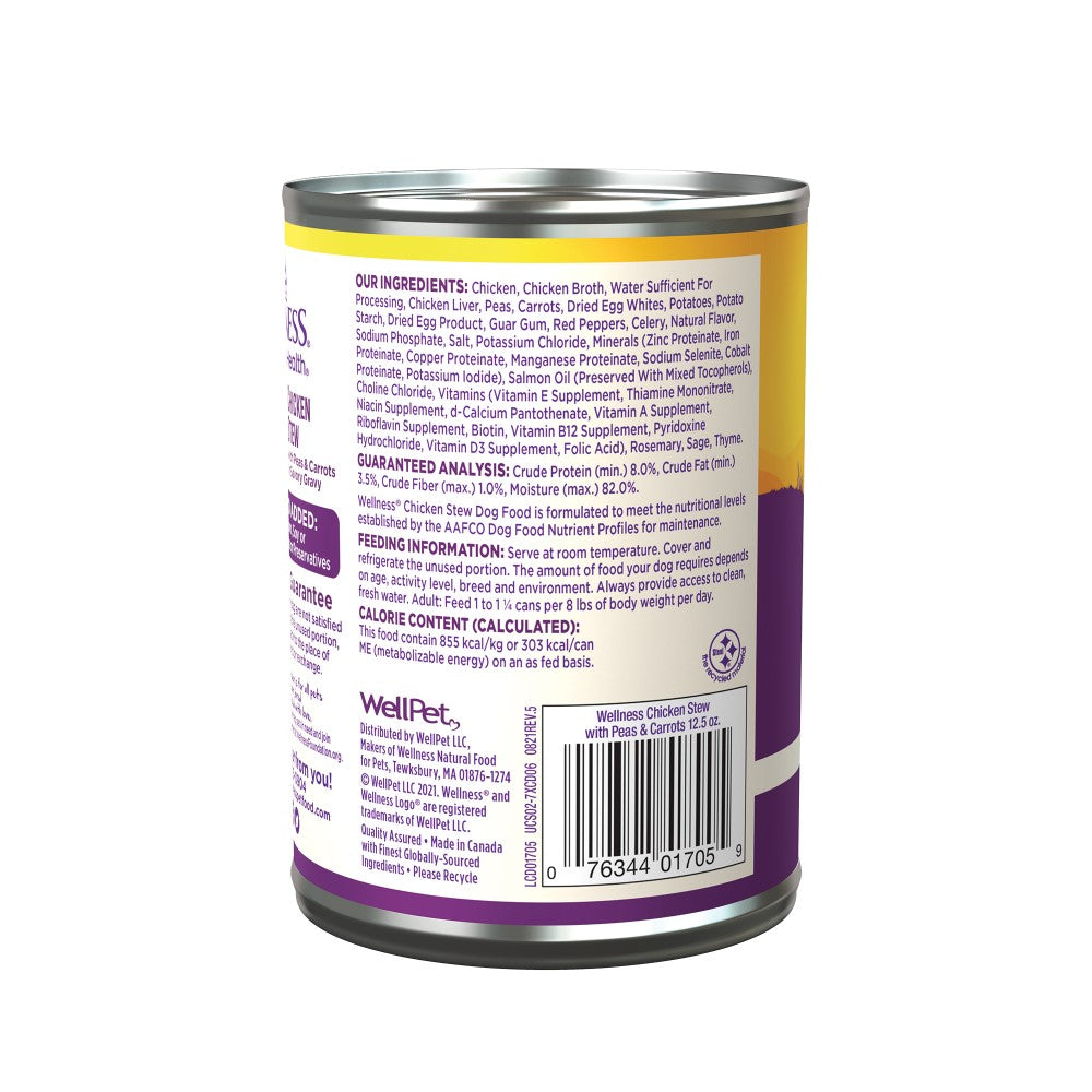 Wellness Homestyle Stew Chicken with Peas & Carrots Grain-Free Wet Dog Food Can, 12.5-oz (Size: 12.5-oz)