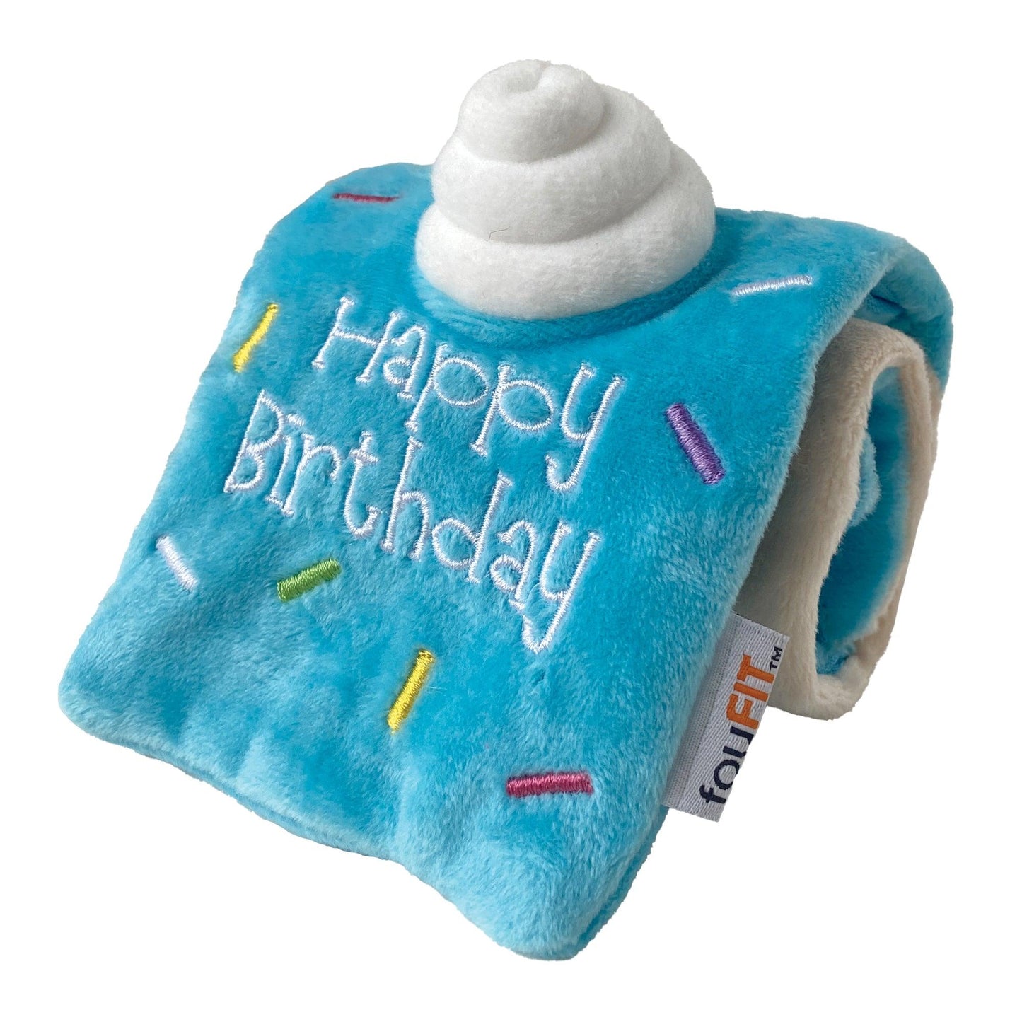 foufouBRANDS fouFIT Hide 'n Seek Birthday Roll Cake Dog Toy, Blue, Small (Size: Small)