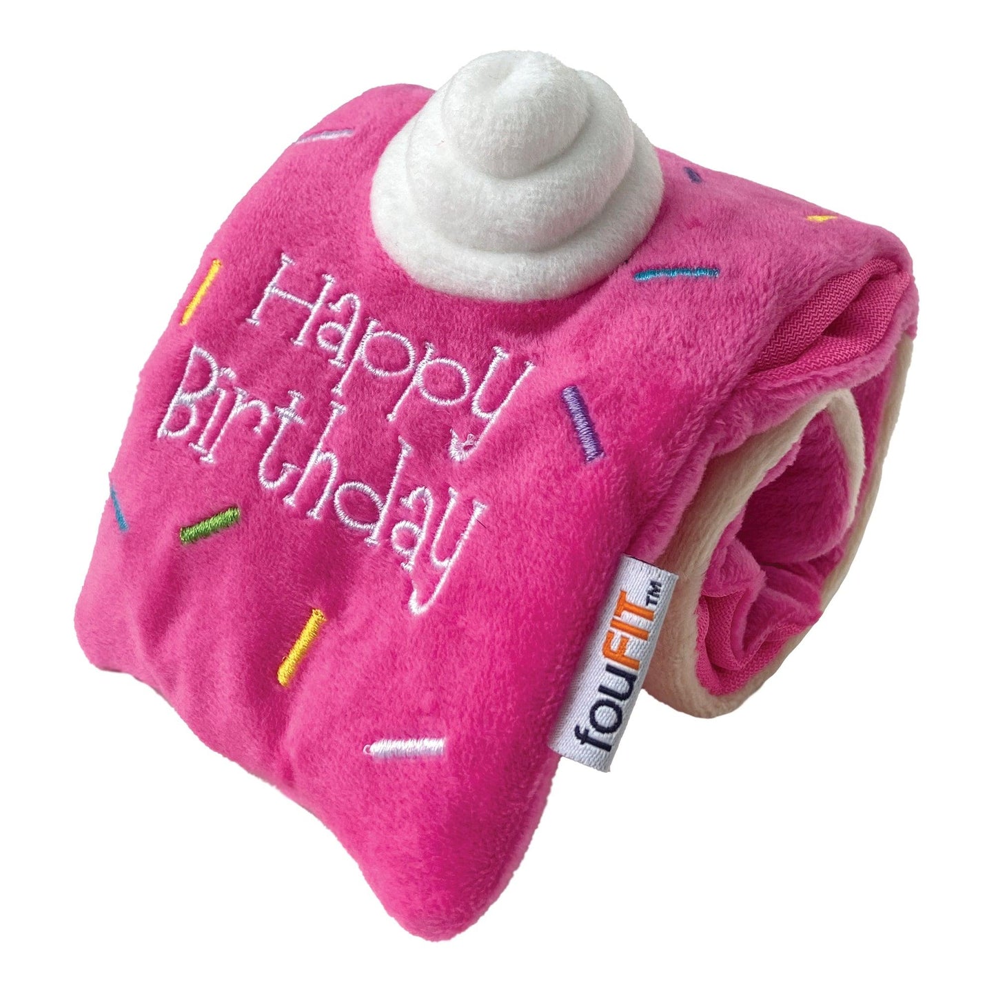 foufouBRANDS fouFIT Hide 'n Seek Birthday Roll Cake Dog Toy, Pink, Small (Size: Small)