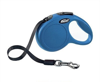 Flexi New Classic Retractable Tape Dog Leash, Blue, Large, 16-ft