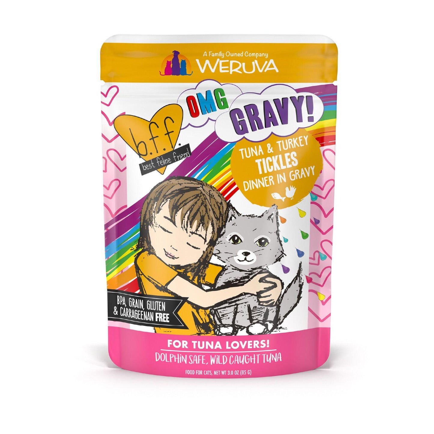 BFF OMG GRAVY Tuna & Turkey Tickles Dinner in Gravy Wet Cat Food Pouch, 3-oz (Size: 3-oz)
