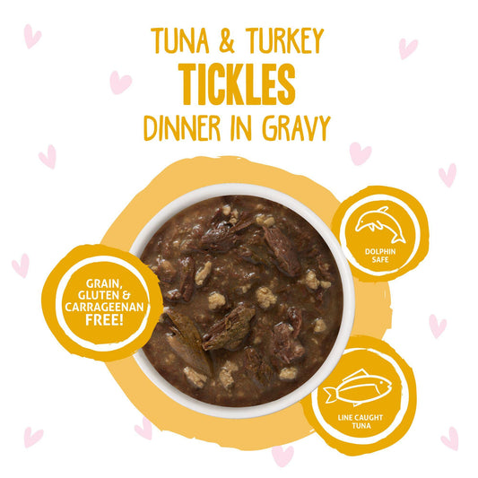 BFF OMG GRAVY Tuna & Turkey Tickles Dinner in Gravy Wet Cat Food Pouch, 3-oz