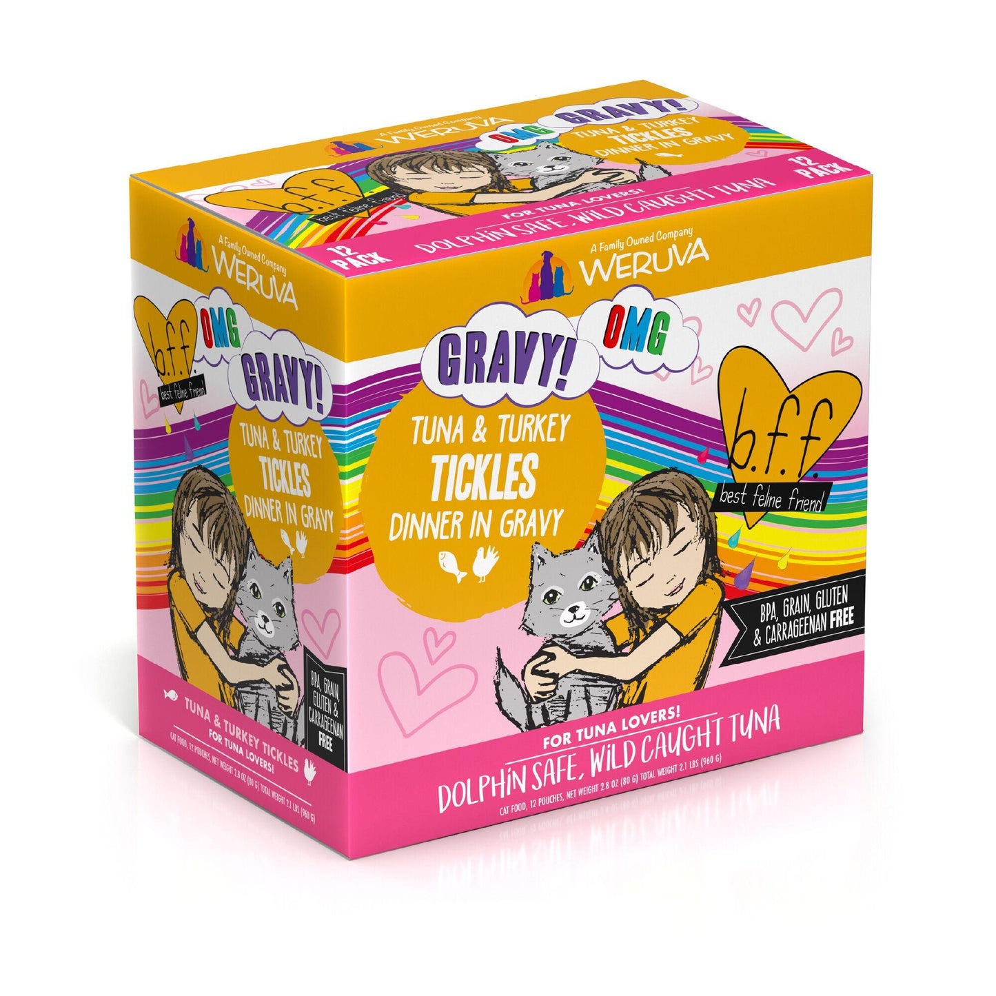 BFF OMG GRAVY Tuna & Turkey Tickles Dinner in Gravy Wet Cat Food Pouch, 3-oz (Size: 3-oz)