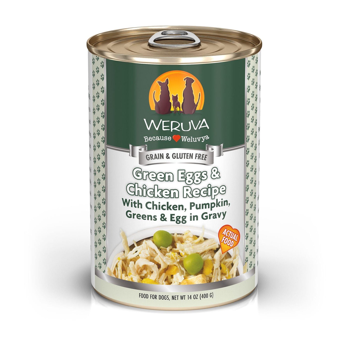 Weruva Classic Dog Green Eggs & Chicken Recipe with Chicken, Pumpkin, Greens & Egg in Gravy Wet Dog Food Can, 14-oz (Size: 14-oz)