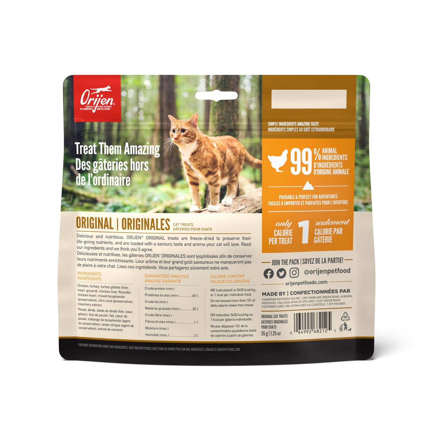 ORIJEN Original Grain-Free Freeze-Dried Cat Treats, 1.25-oz (Size: 1.25-oz)