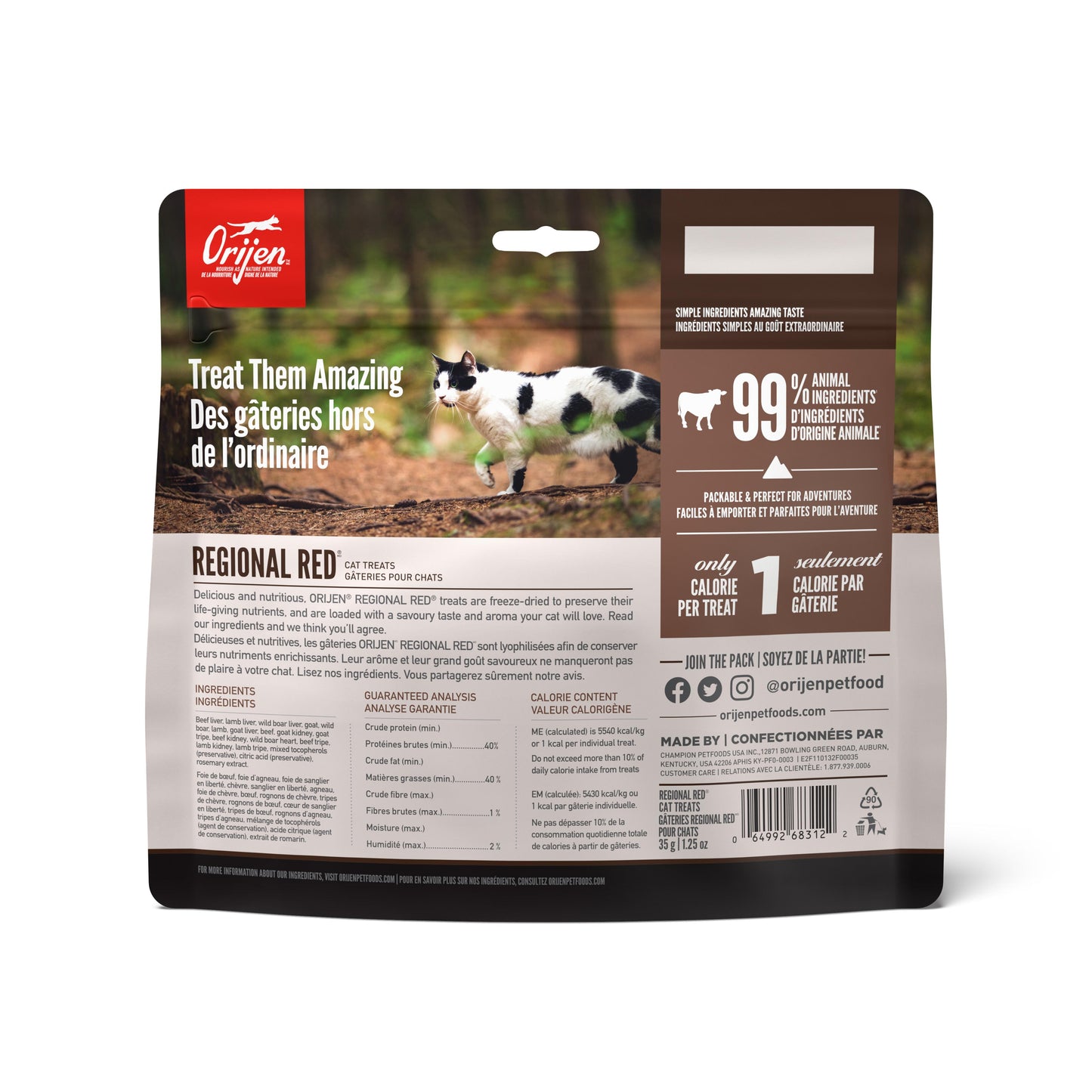ORIJEN Regional Red Grain-Free Freeze-Dried Cat Treats, 1.25-oz (Size: 1.25-oz)