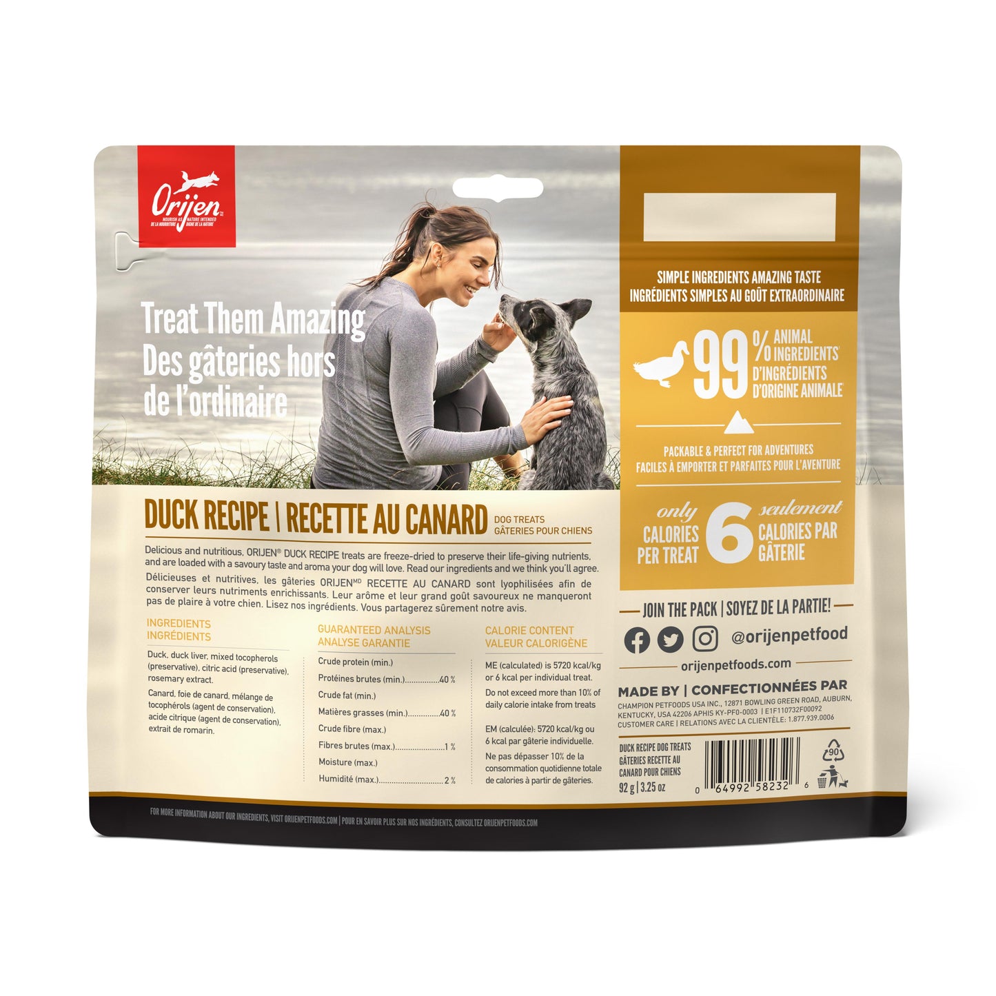 ORIJEN Free-Run Duck Grain-Free Freeze-Dried Dog Treats, 3.25-oz (Size: 3.25-oz)