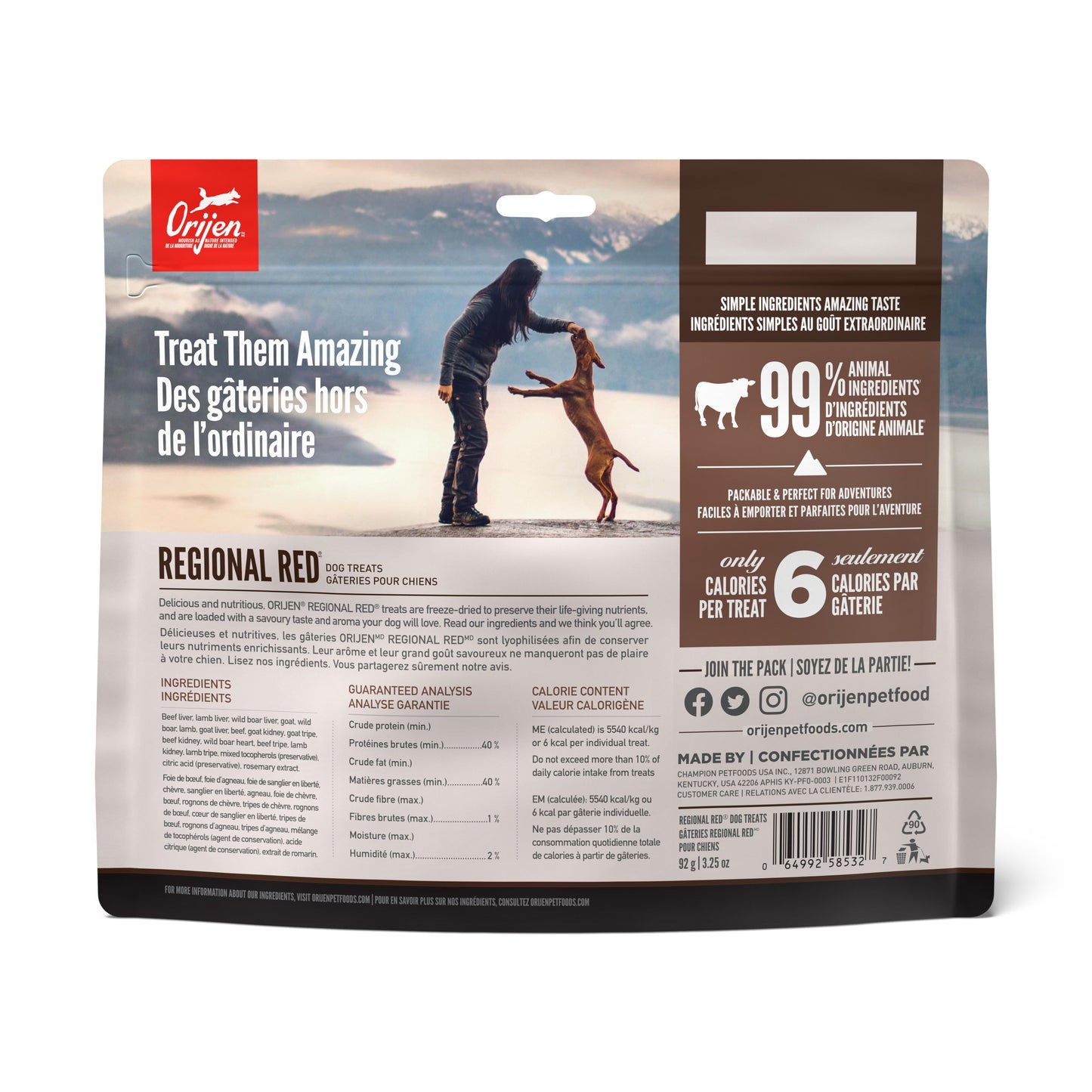 ORIJEN Regional Red Grain-Free Freeze-Dried Dog Treats, 3.25-oz (Size: 3.25-oz)