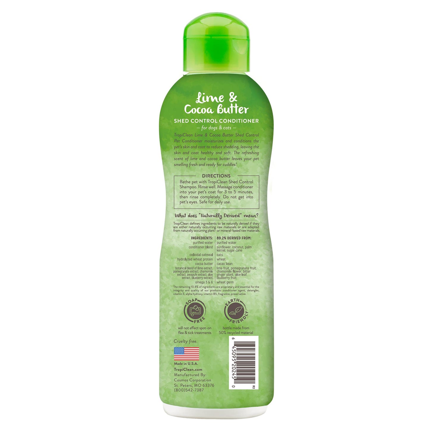 Tropiclean Lime & Cocoa Butter Shed Control Pet Conditioner, 20-oz