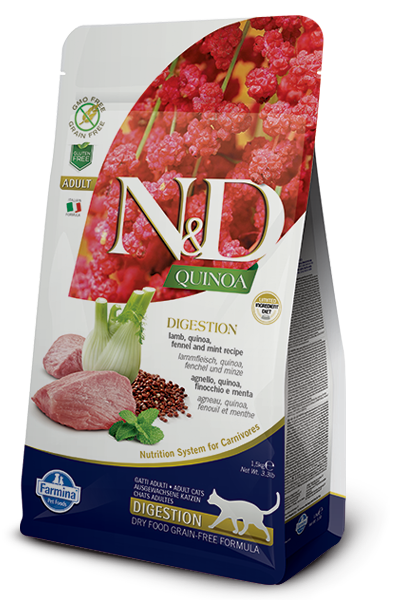 Farmina N&D Quinoa Digestion Lamb Dry Cat Food, 3.3-lb (Size: 3.3-lb)