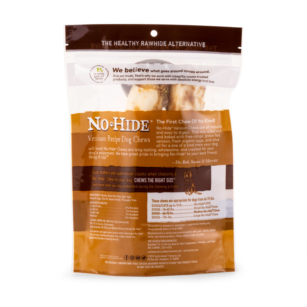 Earth Animal No-Hide Venison Chew Dog Treat, Medium, 2-pack (Size: Medium, 2-pack)