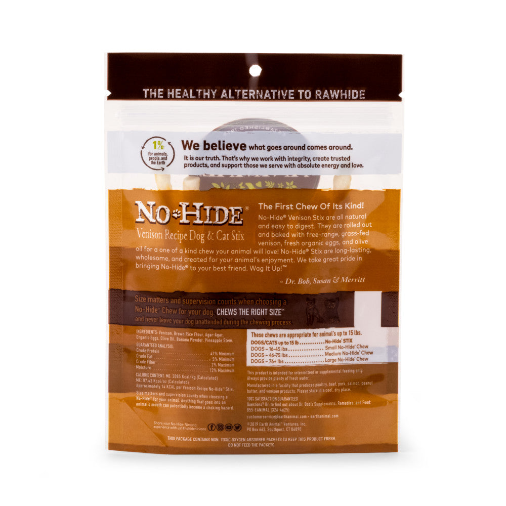Earth Animal No-Hide Venison Stix Chew Dog Treat, 10-pack (Size: 10-pack)