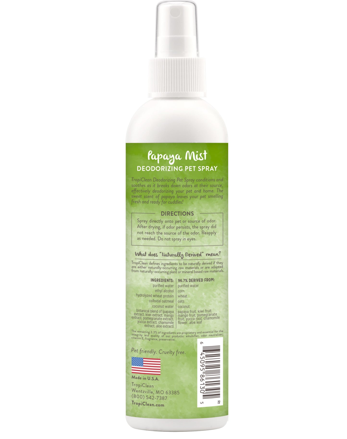 Tropiclean Papaya Mist Deodorizing Pet Spray, 8-oz (Size: 8-oz)