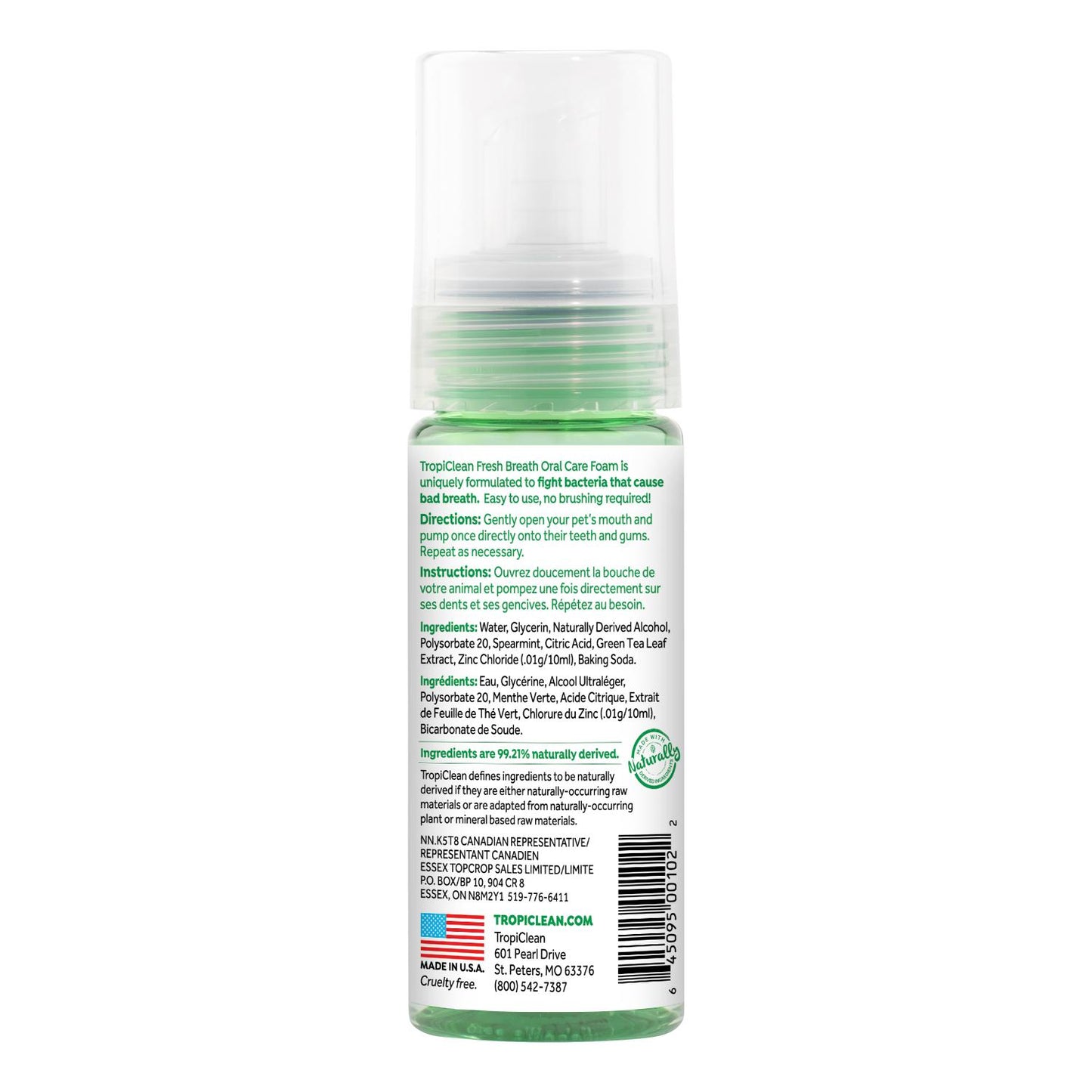 Tropiclean Fresh Breath Oral Care Mint Foam for Dogs, 4.5-oz (Size: 4.5-oz)