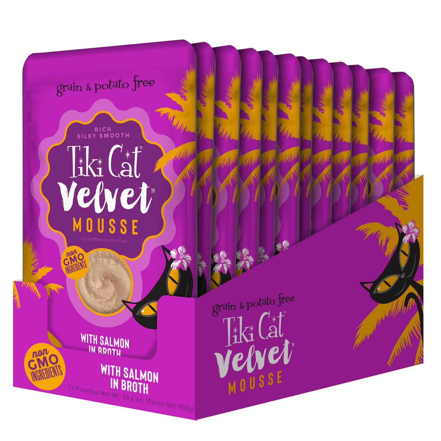Tiki Cat Velvet Mousse Wild Salmon Wet Cat Food, 2.8-oz