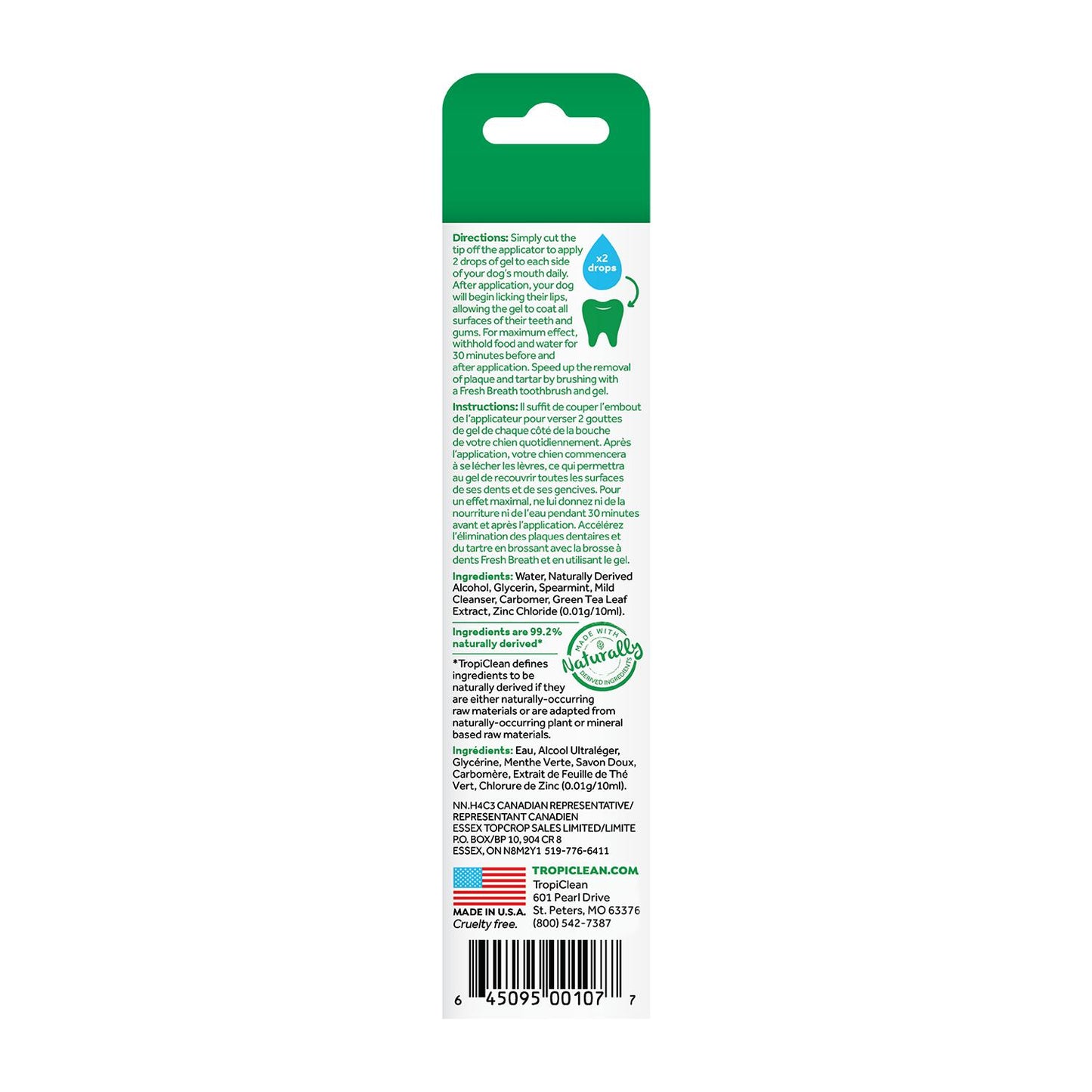 Tropiclean Fresh Breath Oral Care Clean Teeth Gel for Dogs, 2-oz (Size: 2-oz)