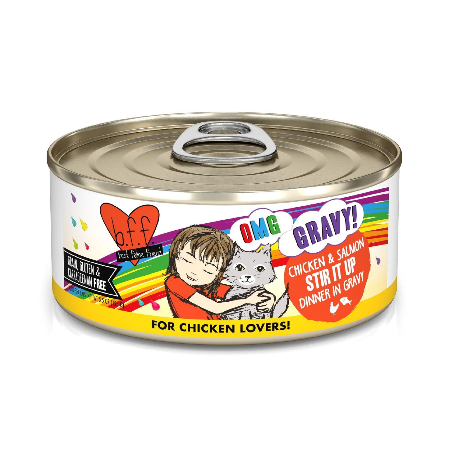 BFF OMG GRAVY Chicken & Salmon Stir It Up Dinner in Gravy Wet Cat Food Can, 5.5-oz (Size: 5.5-oz)