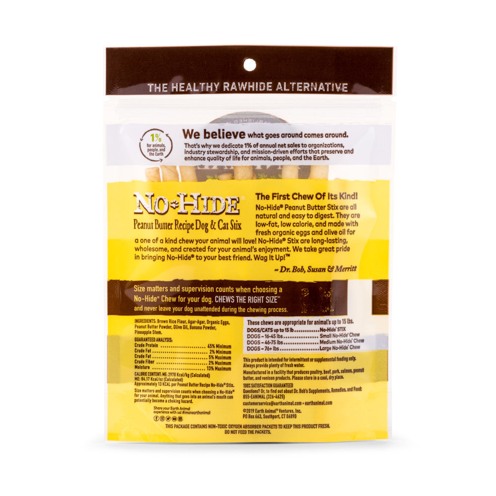 Earth Animal No-Hide Peanut Butter Stix Chew Dog Treat, 10-pack (Size: 10-pack)