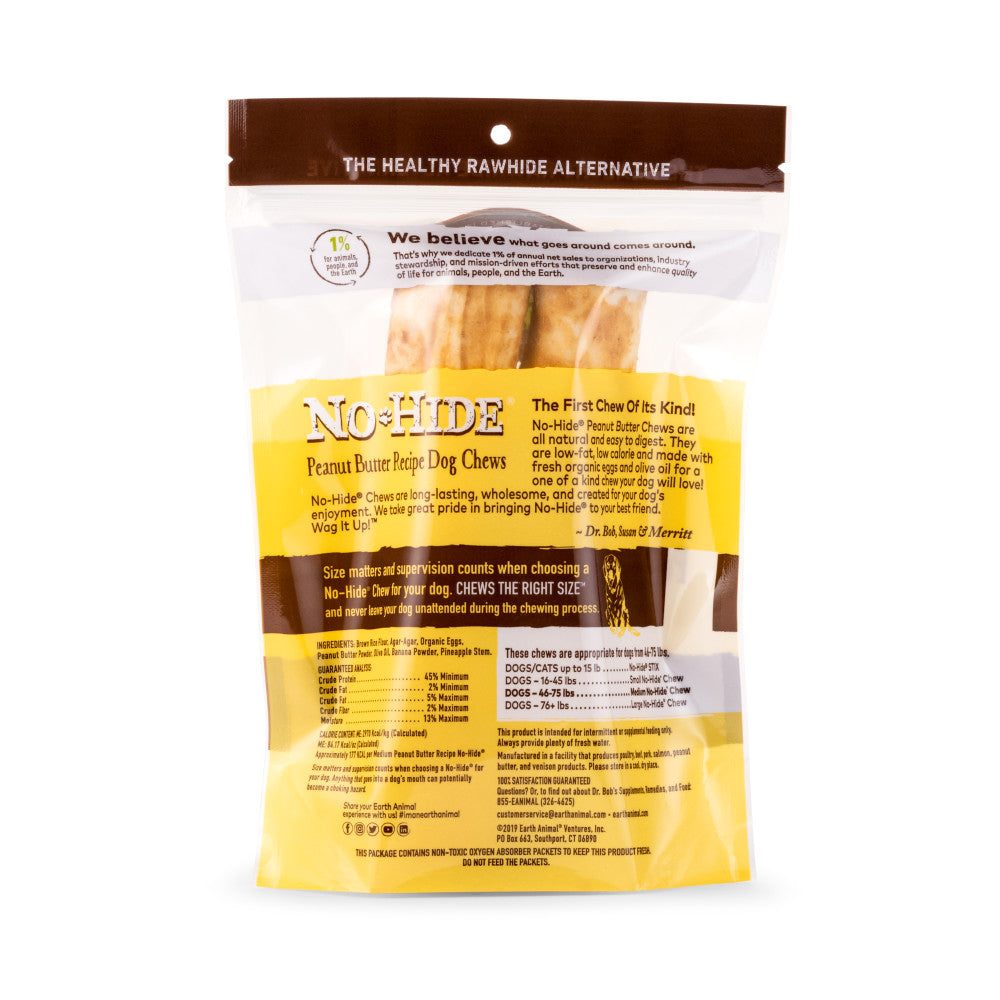 Earth Animal No-Hide Peanut Butter Chew Dog Treat, Medium, 2-pack (Size: Medium, 2-pack)