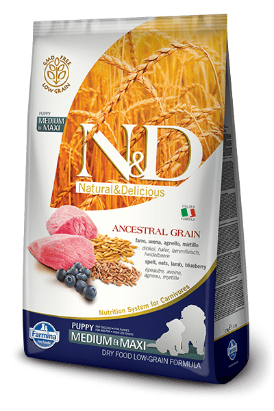 Farmina N&D Ancestral Grain Lamb & Blueberry Puppy Medium & Maxi Dog Dry Food, 5.5-lb (Size: 5.5-lb)