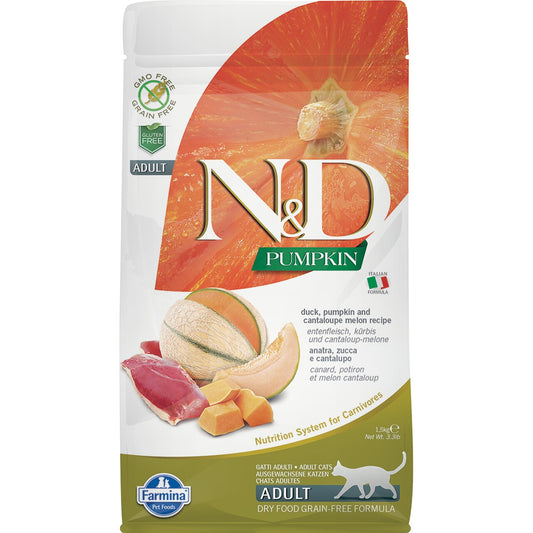 Farmina N&D Pumpkin Duck & Cantaloupe Melon Adult Dry Cat Food, 3.3-lb (Size: 3.3-lb)
