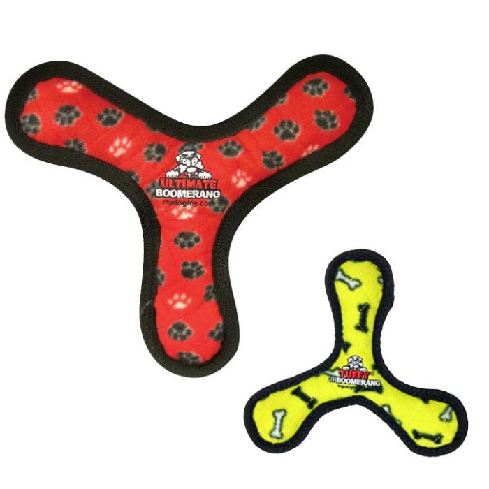 Tuffy Ultimate Bowmerang Dog Toy, Red Paws