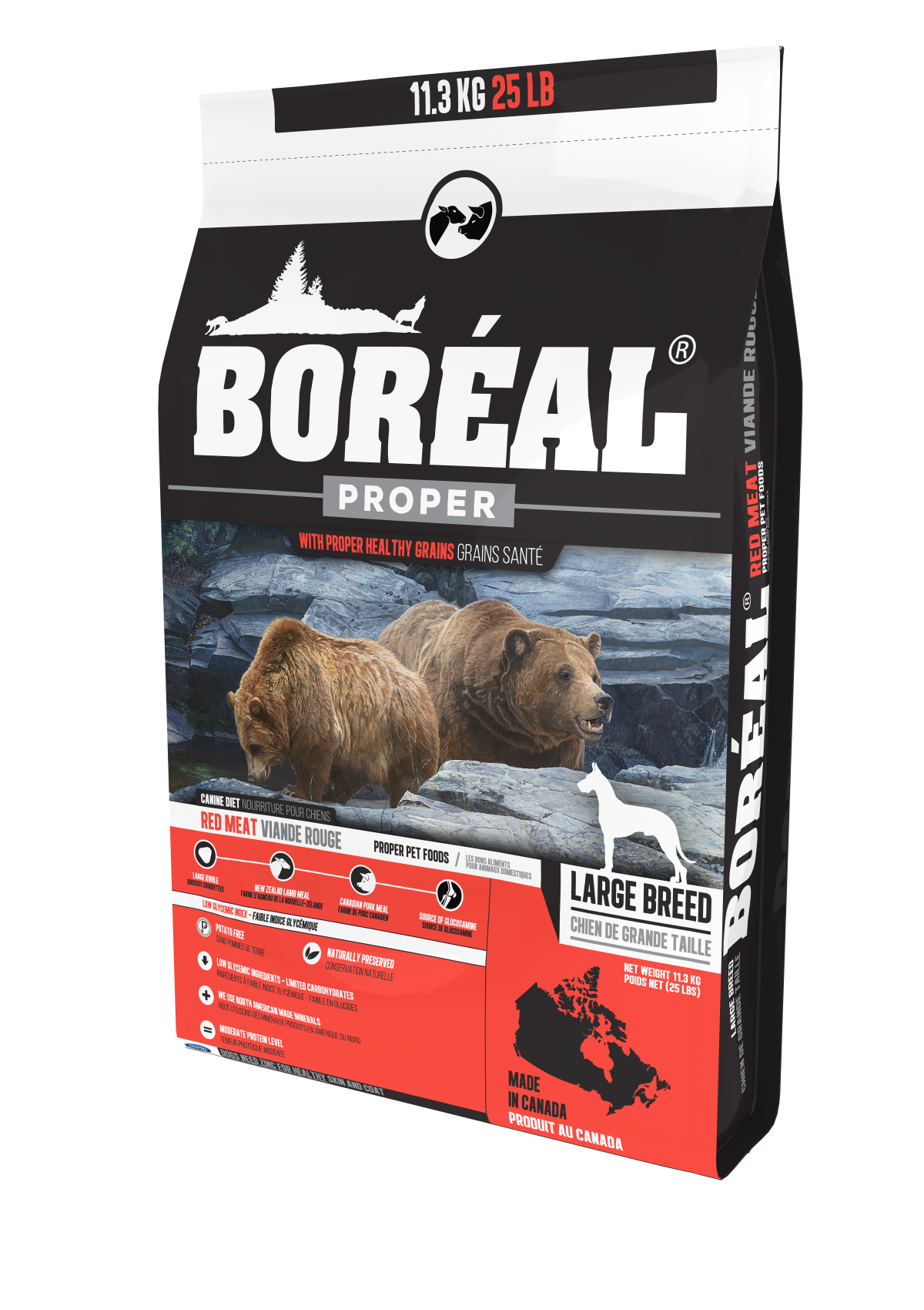 Boreal Proper Large Breed Red Meat - Low Carb Grains Dry Dog Food, 11.33-kg