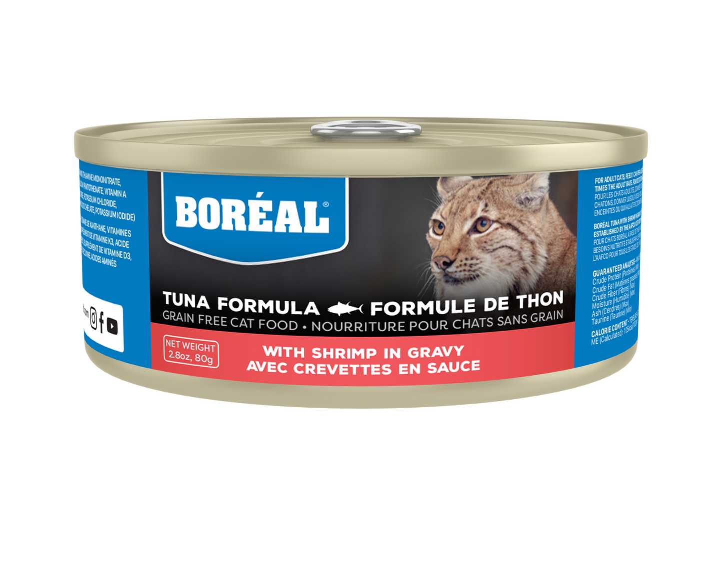 Boreal Red Tuna With Shrimp in Gravy Grain-Free Canned Cat Food, 80-gram (Size: 80-gram)