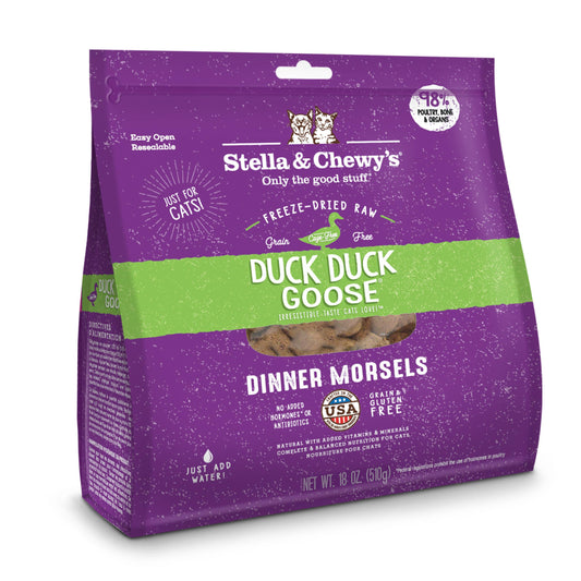 Stella & Chewy's Duck Duck Goose Dinner Morsels Grain-Free Freeze-Dried Cat Food, 18-oz