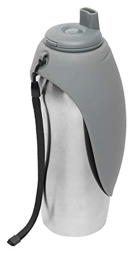 Messy Mutts Travel Dog Water Bottle & Bowl, Grey (Color: Grey)