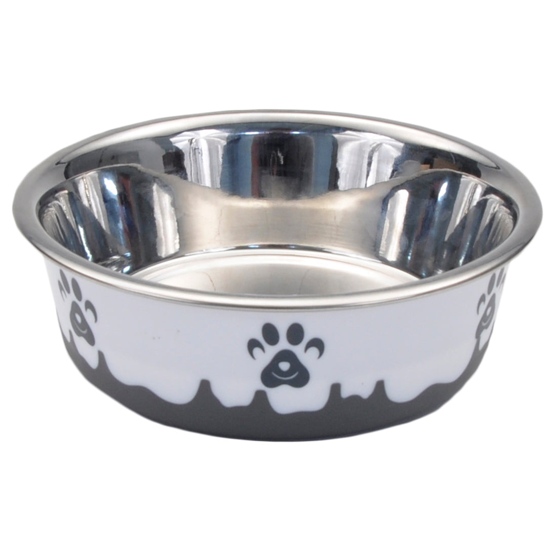 Coastal Maslow Non-Skid Paw Design Dog Bowl, Grey/White, 13-oz (Size: 13-oz)