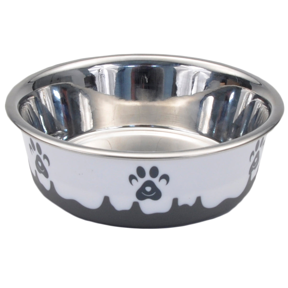 Coastal Maslow Non-Skid Paw Design Dog Bowl, Grey/White, 54-oz (Size: 54-oz)
