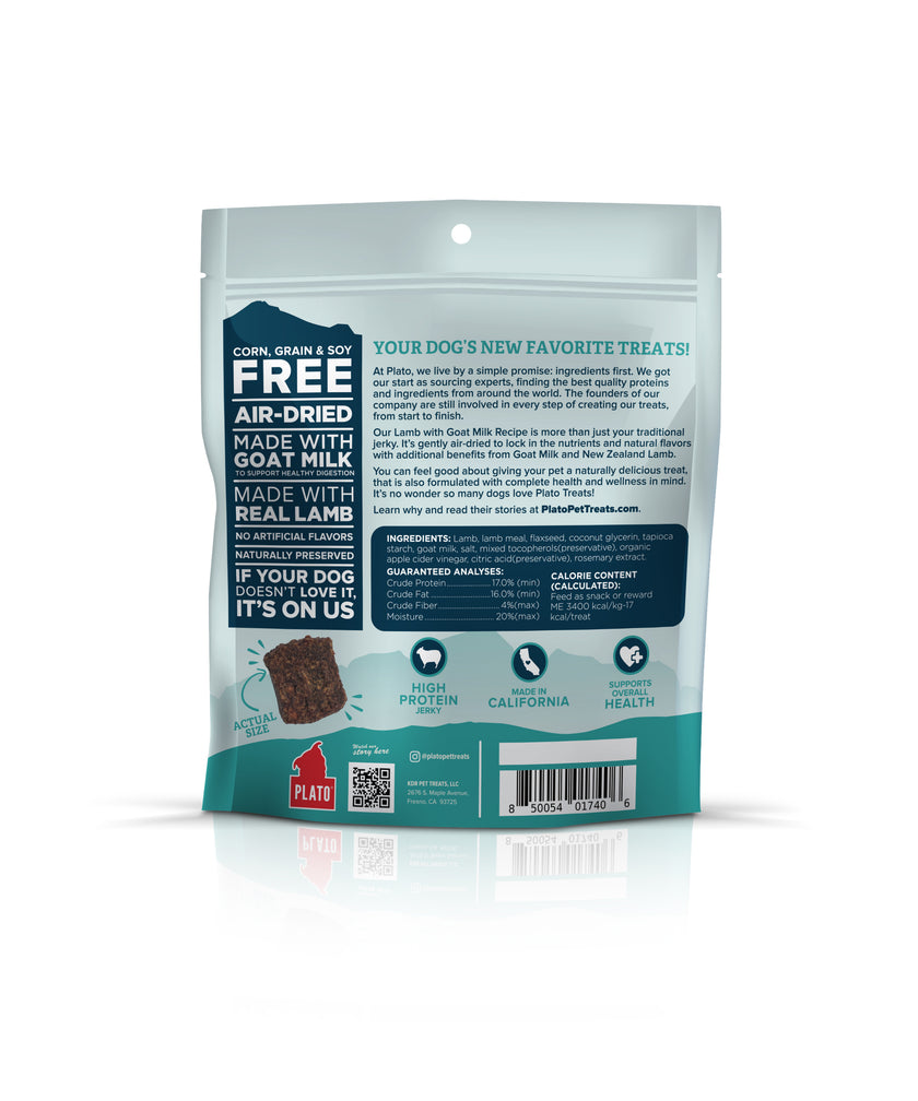 PLATO PET TREATS Lamb with Goat Milk Jerky Bites, 6-oz