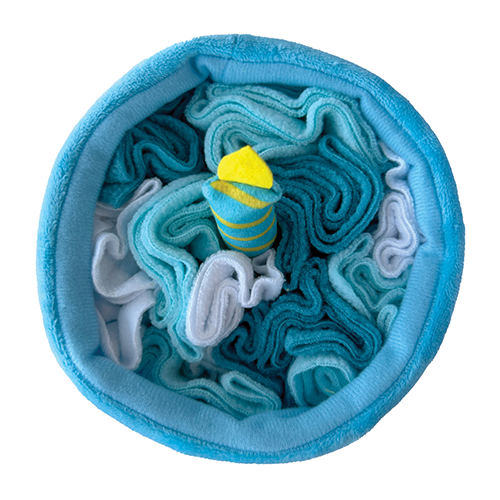 foufouBRANDS™ fouFIT™ Hide 'n Seek Birthday Cake Snuffle Blue 5" Dog Toy