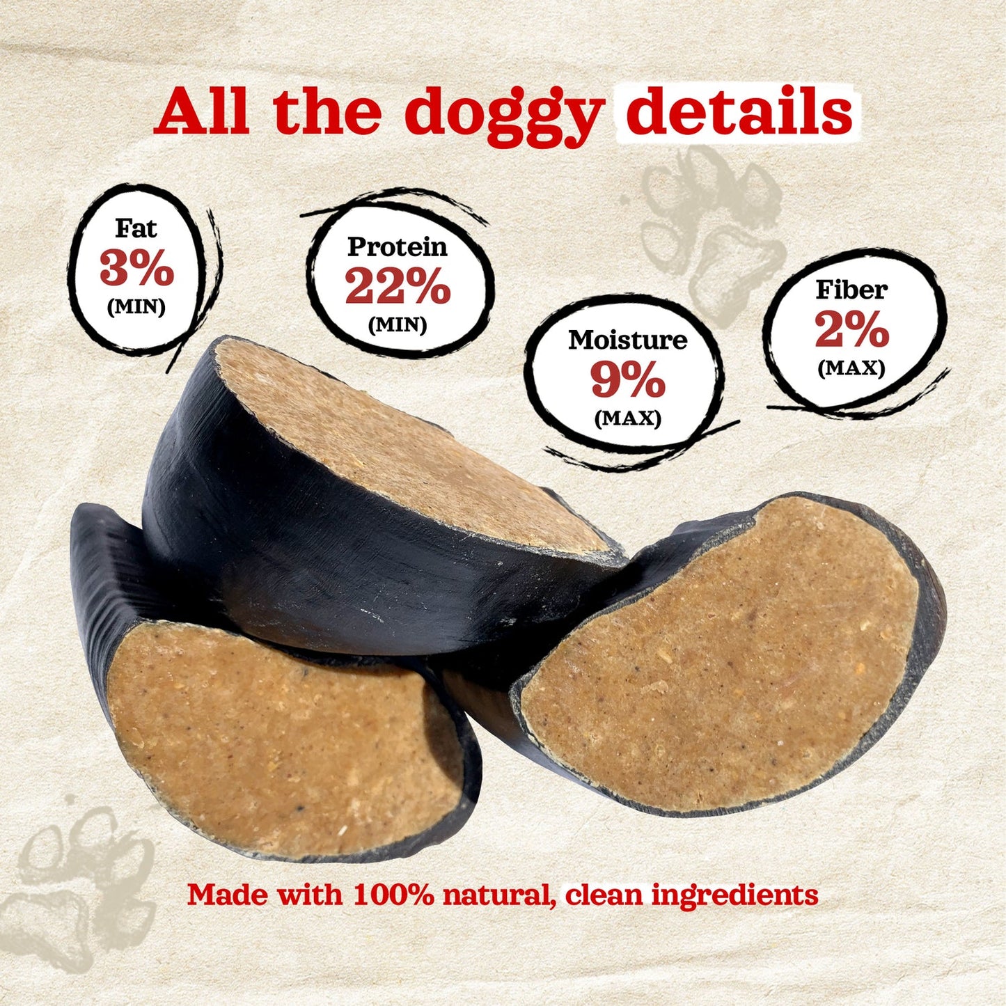 NATURAL FARM - Stuffed Cow Hoof - Peanut Butter - 1 Piece