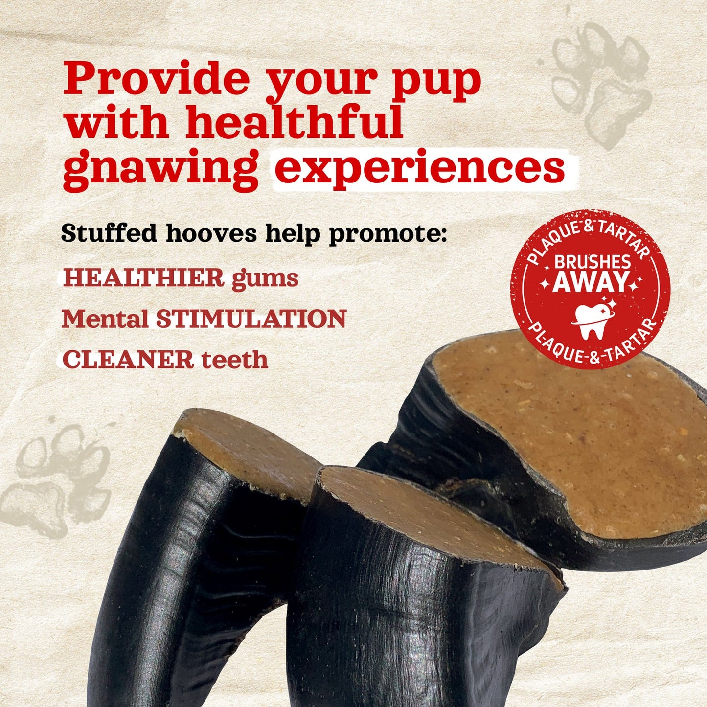NATURAL FARM - Stuffed Cow Hoof - Peanut Butter - 1 Piece