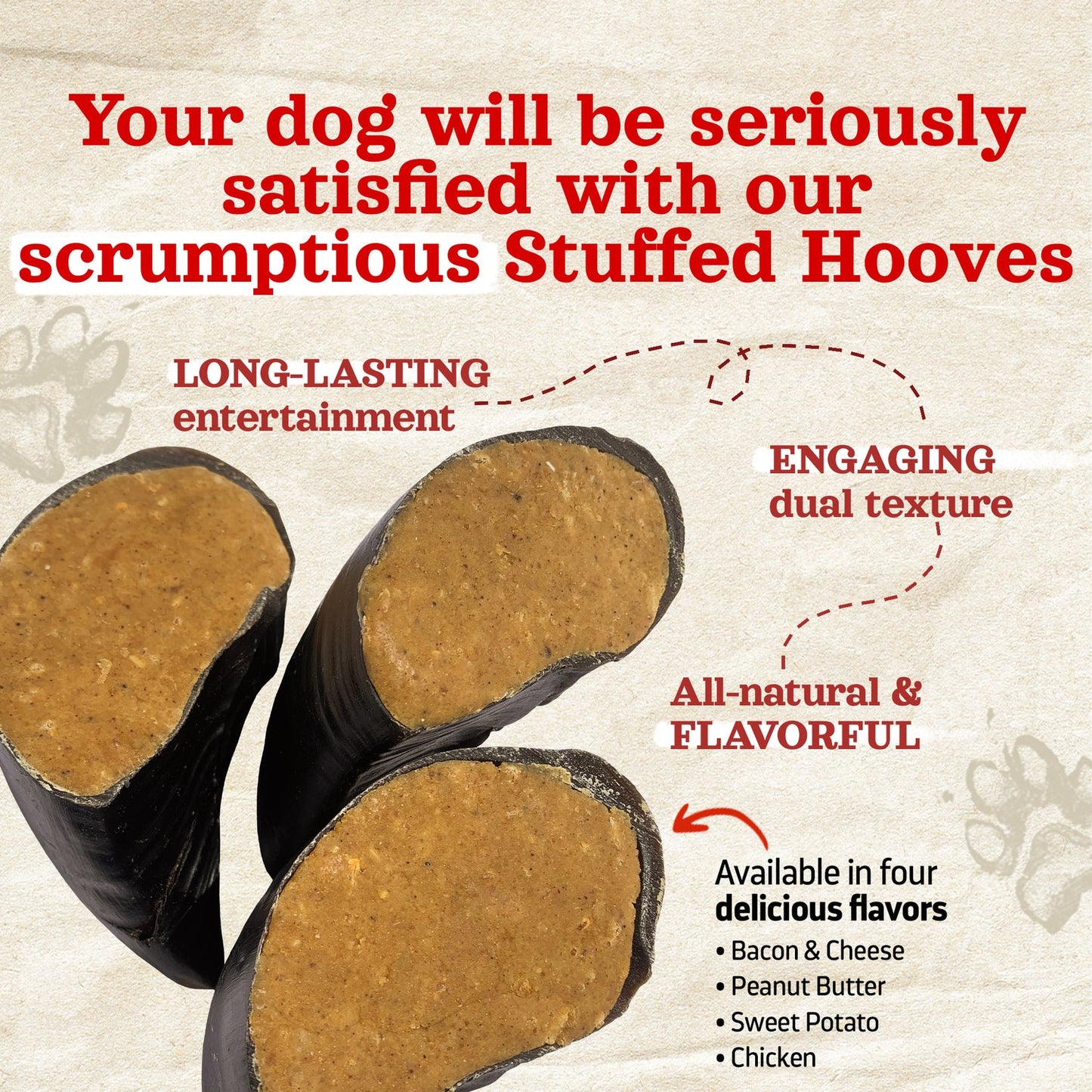 NATURAL FARM - Stuffed Cow Hoof - Peanut Butter - 1 Piece
