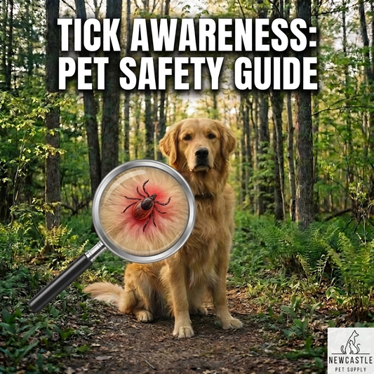 Dog walking on trail in Durham Region Ontario during tick season Newcastle Pet Supply