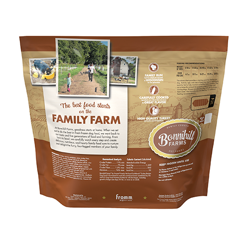 Bonnihill FARMS TURKiBOWLS Turkey Recipe Frozen Dog Food, 3 x 1lb Pouch