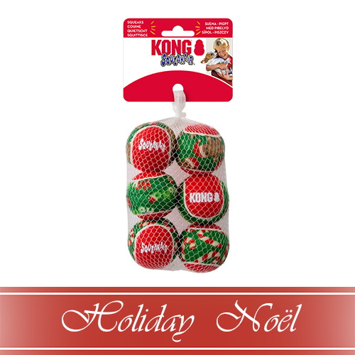 KONG HOLIDAY SqueakAir Ball, 6 Pack, Medium
