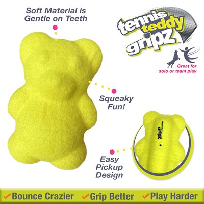 Nylabone Power Play Tennis Teddy Gripz Bea, Medium