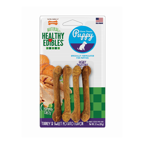 Nylabone® Healthy Edibles® Puppy Sweet Potato & Turkey Chew Treats For Dogs X-Small/Petite (4 Pack)