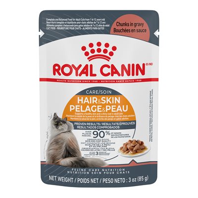 Royal Canin Feline Care Nutrition Hair & Skin Care Chunks in Gravy Cat, 3oz