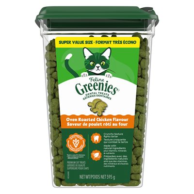 GREENIES Feline Chicken Jumbo 21oz Tub Oven Roasted Chicken Dental Cat Treats