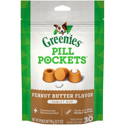 Greenies Pill Pockets Canine Tablets Real Peanut Butter Flavor Dog Treats, 30-count (Size: 30-count)