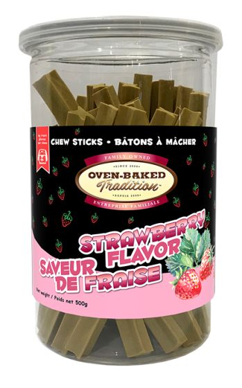 Oven-Baked Tradition Strawberry Flavour Chew Sticks Dog, 500g