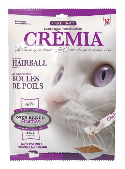 Oven-Baked Tradition - Crèmia Lickable Treats - Grain-Free Hairball Duck - 12 Tubes