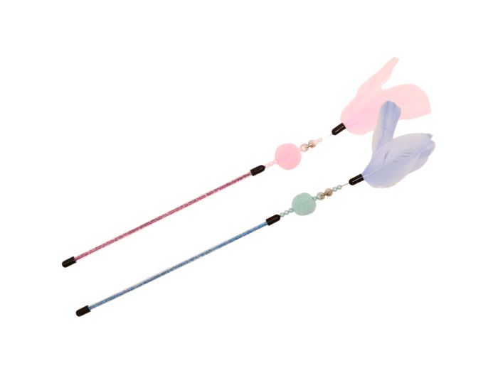 Bud'Z Feather Duster Toy For Cats Cotton Candy Single Ball Cat, 35-cm