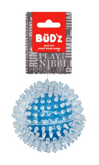 Bud'Z Rubber Dog Toy - Transparent Spiked Ball, Blue