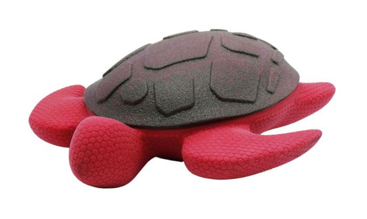 Bud'Z Floating Rubber Dog Toy With Squeaker - Turtle Red 6-in